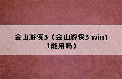 金山游侠3（金山游侠3 win11能用吗）